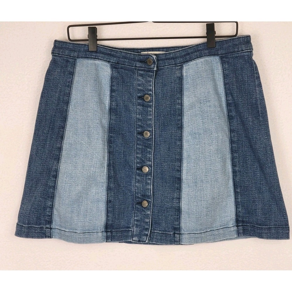 Rebecca Minkoff Colorblock Denim Mini Skirt Women's Size Large Button Front Y2K